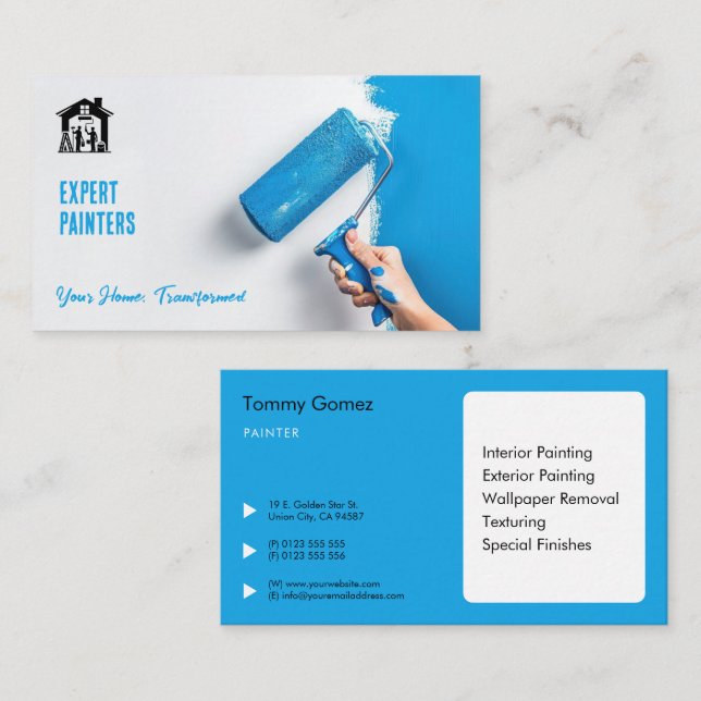 Carte De Visite Services de peinture | Peintres experts (Devant / Derrière)
