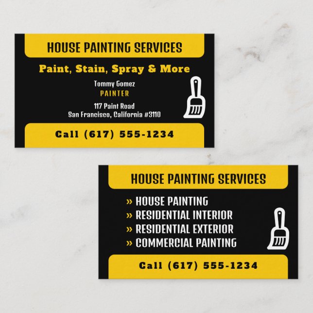 Carte De Visite Services de peinture professionnelle | Peinture (Devant / Derrière)