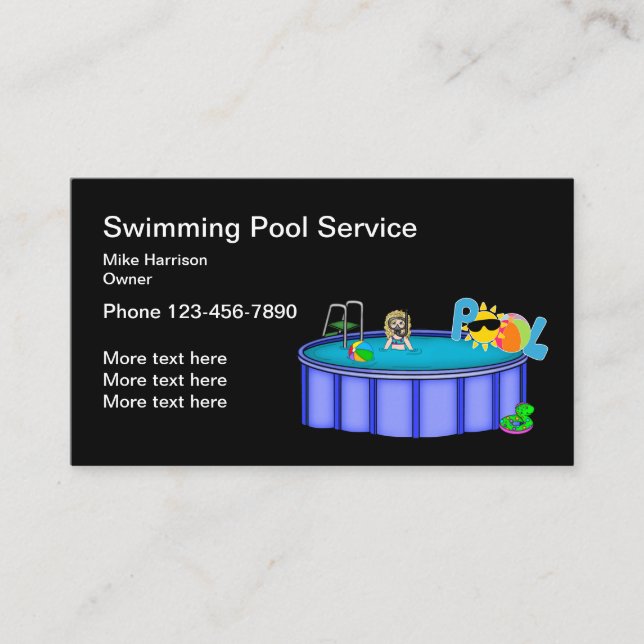 Carte De Visite Services de Piscine Simples (Devant)