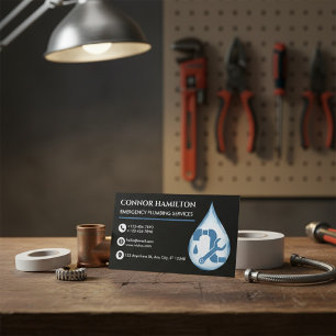 Carte De Visite Services de plomberie d'urgence Modern Cool Blue