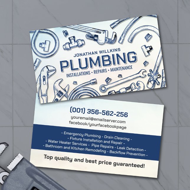 Carte De Visite Services de plomberie professionnels  (Créateur téléchargé)