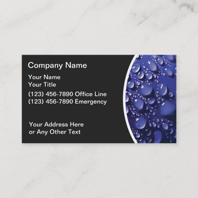 Carte De Visite Services de plomberie Thème d'eau (Devant)