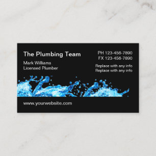 Carte De Visite Services de plomberie Water Splash