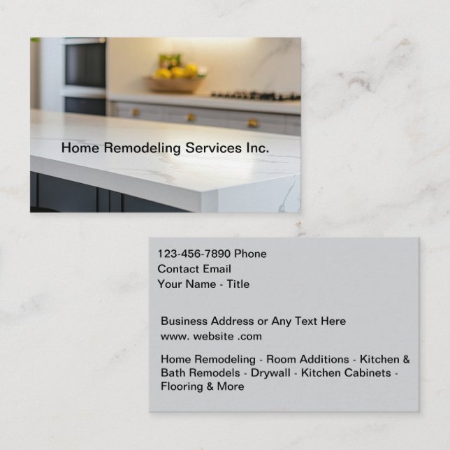 Carte De Visite Services de rénovation de maison Cuisine moderne (Devant / Derrière)