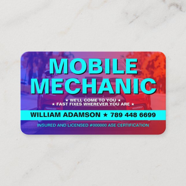 CARTE DE VISITE SERVICES DE RÉPARATION AUTOMOBILE | MÉCANICIEN MOB (Devant)