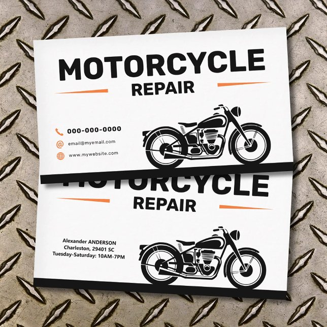 Carte De Visite Services de réparation de motos (Motorcycle Repair Services Business Card)