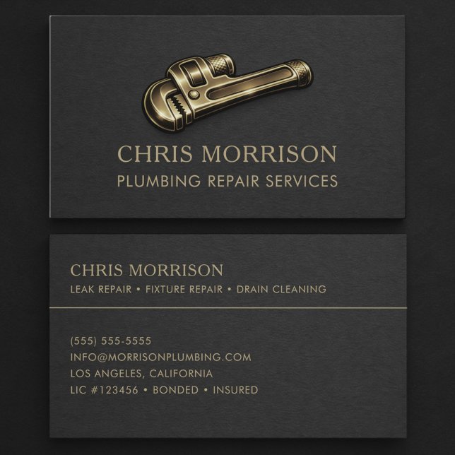 Carte De Visite Services de réparation de plomberie Clé Profession (Créateur téléchargé)