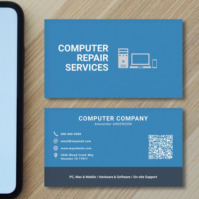 Carte De Visite Services de réparation informatique (Computer Repair Services Business Card)