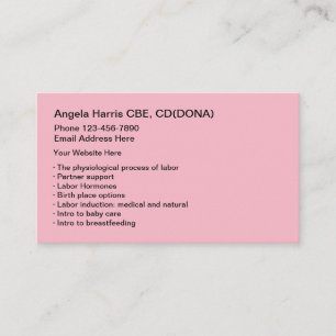 Carte De Visite Services de sage-femme doula