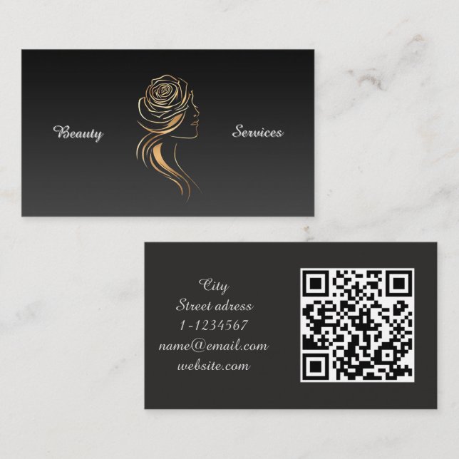 Carte De Visite Services de Salon de Beauté (Devant / Derrière)
