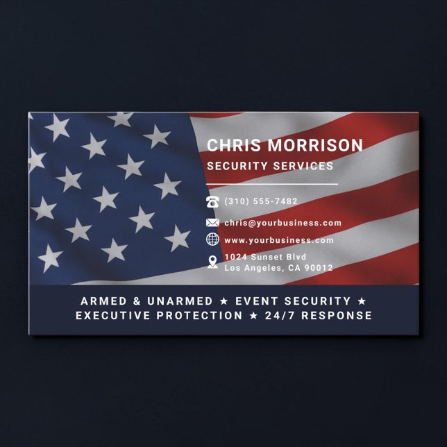Carte De Visite Services de sécurité professionnels patriotiques (Créateur téléchargé)
