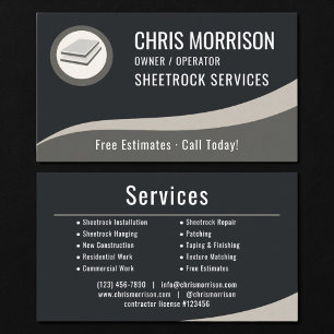 Carte De Visite Services de Sheetrock Professionnel