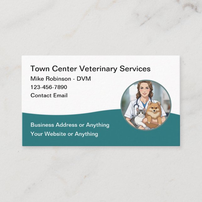 Carte De Visite Services de soins vétérinaires pour animaux de com (Devant)