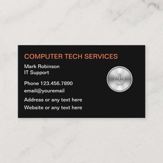 Carte De Visite Services de support technique informatique avec lo (Devant)