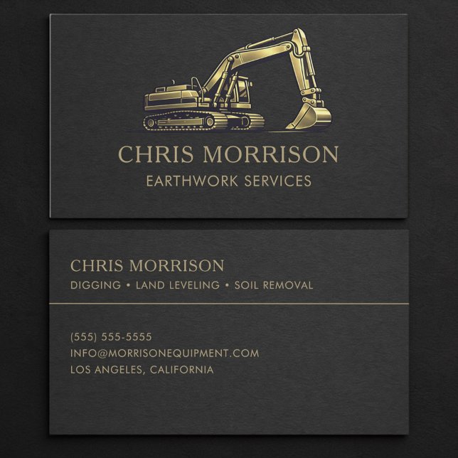 Carte De Visite Services de terrassement Excavatrice Professionnel (Créateur téléchargé)