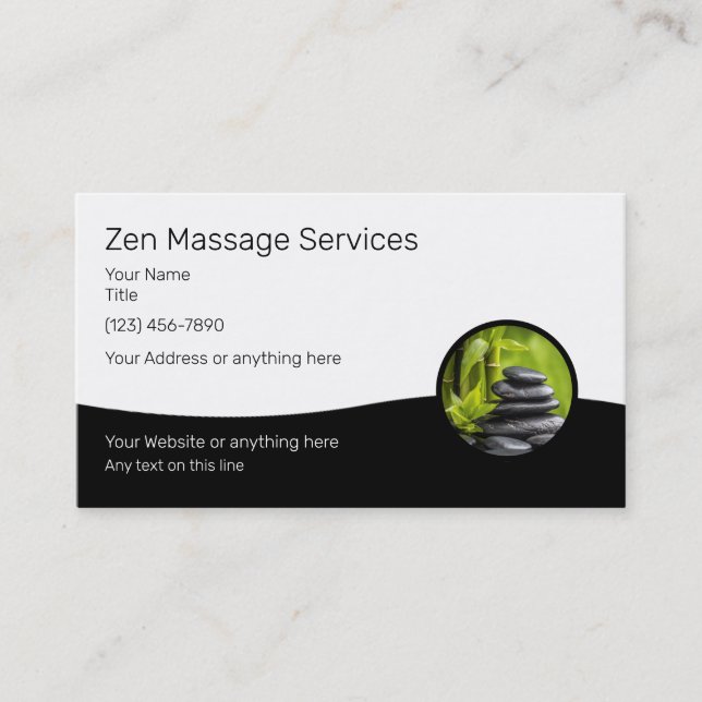 Carte De Visite Services de thérapie de massage Conception Zen (Devant)