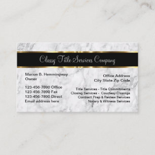 Carte De Visite Services de titre et de clôture de classe