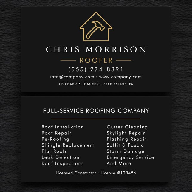 Carte De Visite Services de Toiture Professionnels Couvreur (Créateur téléchargé)