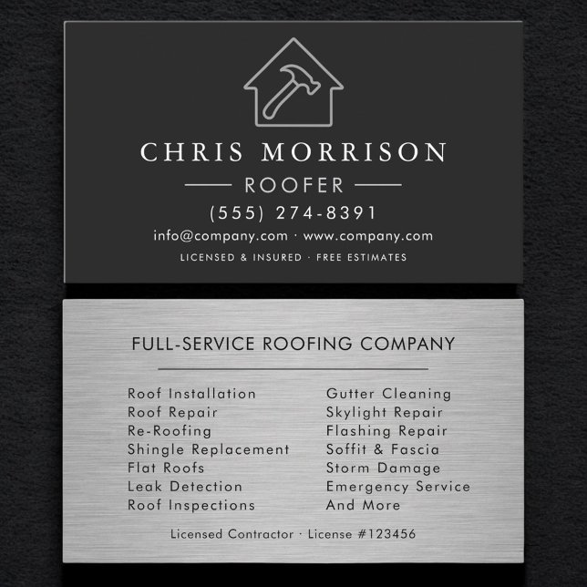 Carte De Visite Services de Toiture Professionnels Métalliques (Créateur téléchargé)