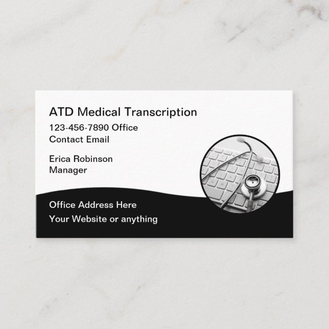 Carte De Visite Services de transcription médicale modernes  (Devant)