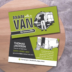 Carte De Visite Services de transport - Homme avec une camionnette