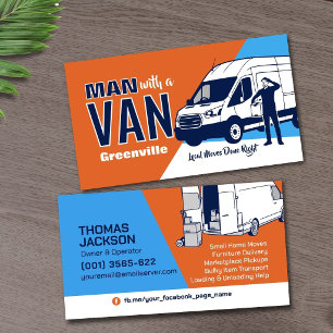 Carte De Visite Services de transport - Homme avec une fourgonnett