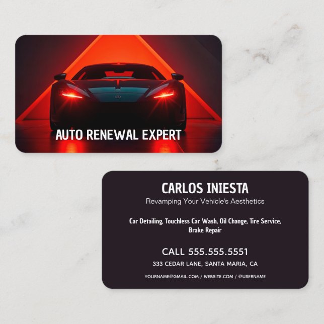 Carte De Visite 🚗 Services de voiture Détail Auto Care (Devant / Derrière)