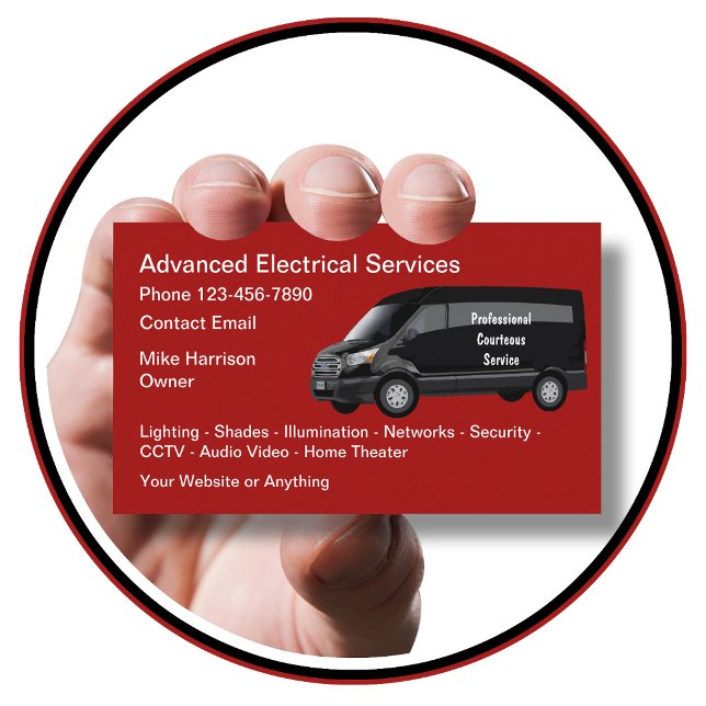 Carte De Visite Services d'électricien avancés (Créateur téléchargé)