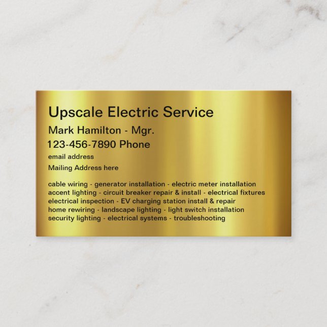 Carte De Visite Services d'électricien élégants modernes  (Devant)