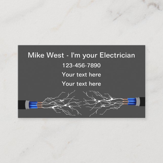 Carte De Visite Services d'électricien simples (Devant)
