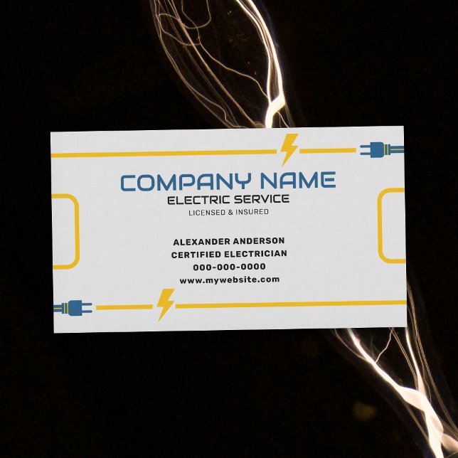 Carte De Visite Services d'entrepreneur électricien  (Electric Contractor Services Business Card)