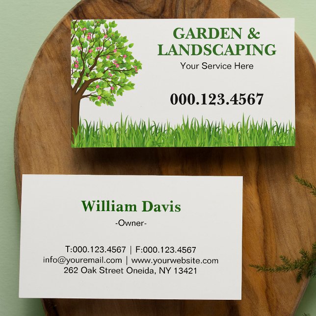 Carte De Visite Services d'entretien de pelouse de Green Tree Gras (Créateur téléchargé)