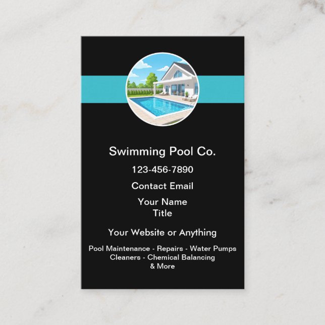 Carte De Visite Services d'entretien de piscine (Devant)