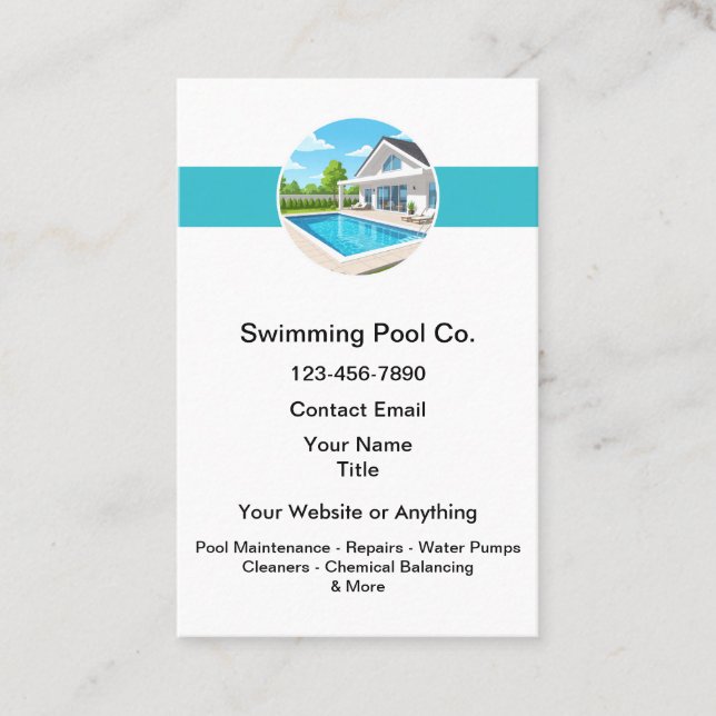Carte De Visite Services d'entretien de piscine (Devant)