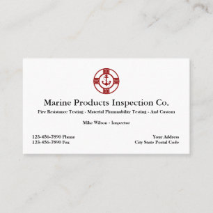 Carte De Visite Services d'inspection d'équipement marin