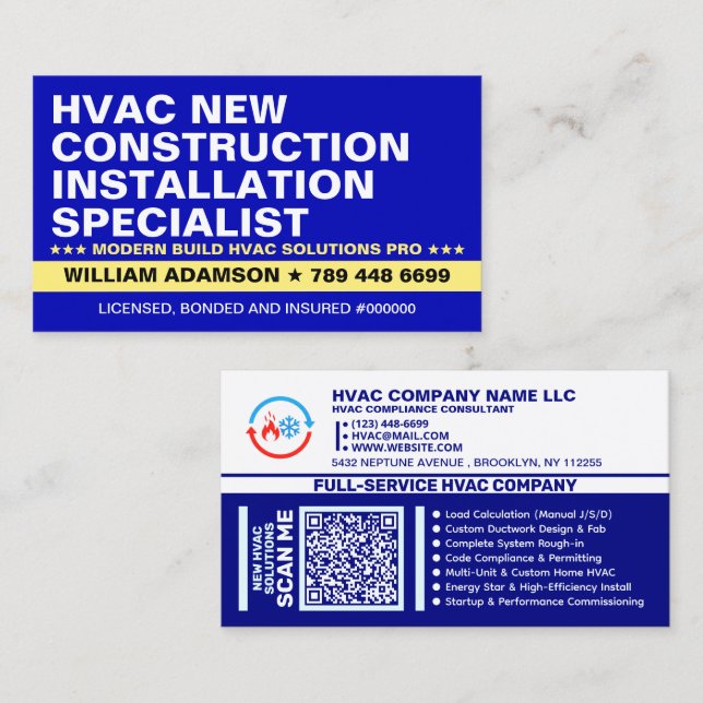 Carte De Visite Services d'installation de nouvelles constructions (Devant / Derrière)