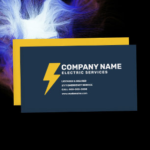 Carte De Visite Services Électriques - Bleu & Jaune
