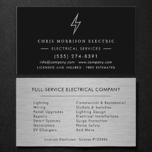 Carte De Visite Services Électriques Électricien Métal Argenté
