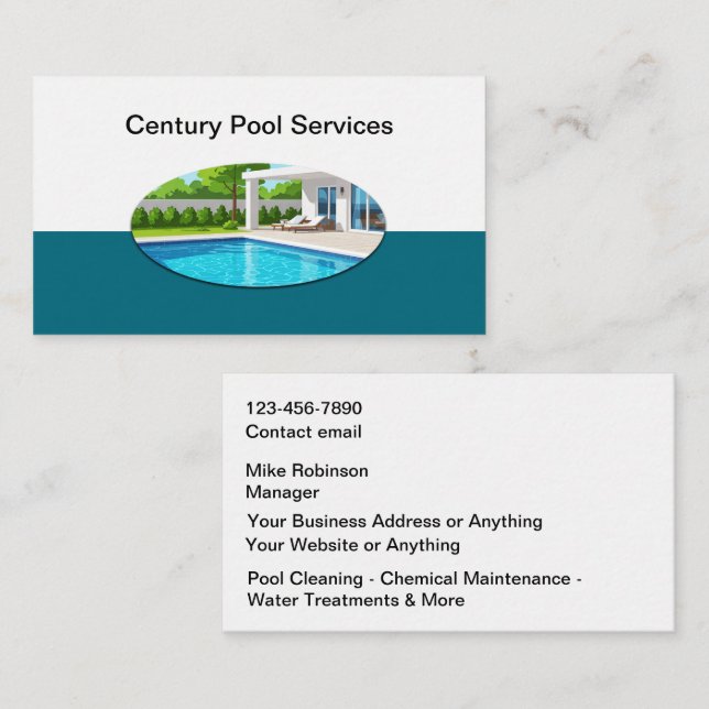 Carte De Visite Services et entretien de piscines (Devant / Derrière)