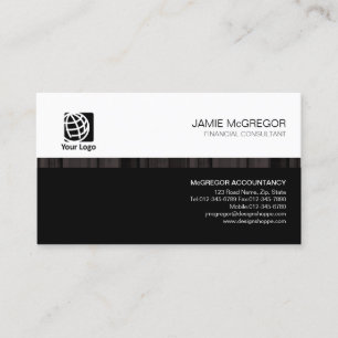 Carte De Visite Services financiers comptables Simple Stripe Black