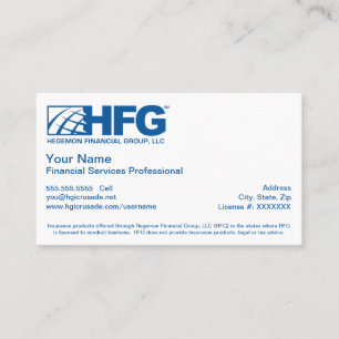 Carte De Visite Services financiers de HFG professionnels