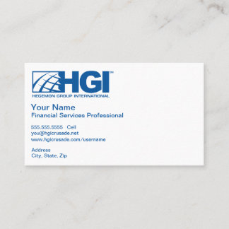 Carte De Visite Services financiers de HGI professionnels