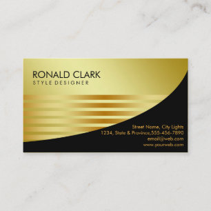 Carte De Visite Services financiers rétro en métal noir d'or