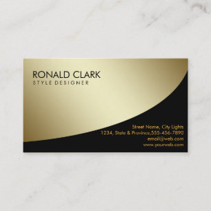 Carte De Visite Services financiers rétro en métal noir d'or