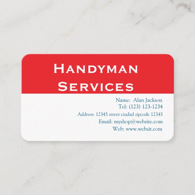 Carte De Visite Services Handyman (Devant)