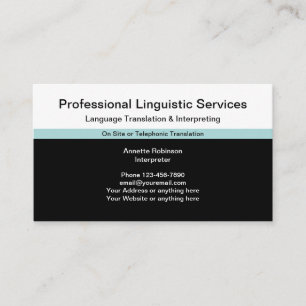 Carte De Visite Services linguistiques professionnels Traducteur