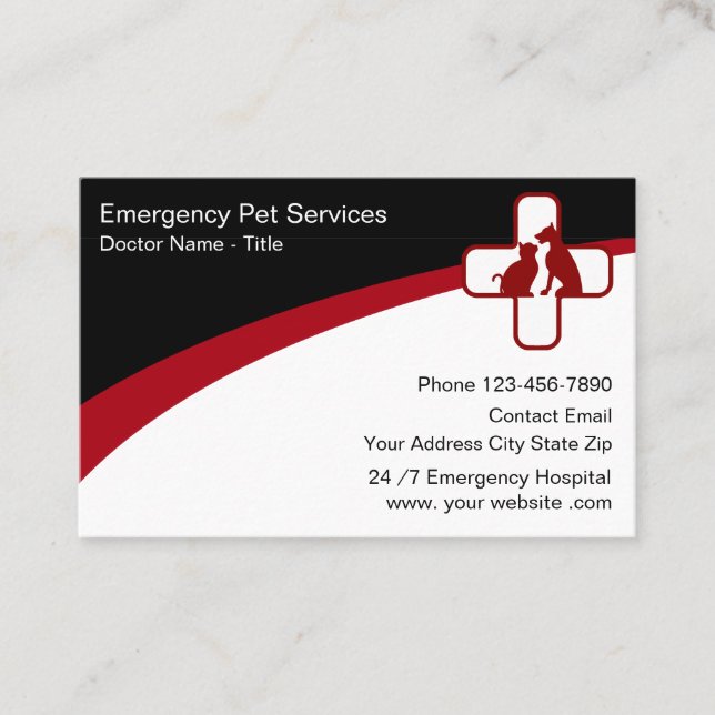 Carte De Visite Services médicaux d'urgence pour animaux de compag (Devant)