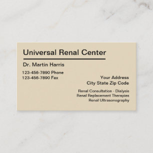 Carte De Visite Services médicaux rénaux de docteur Kidney