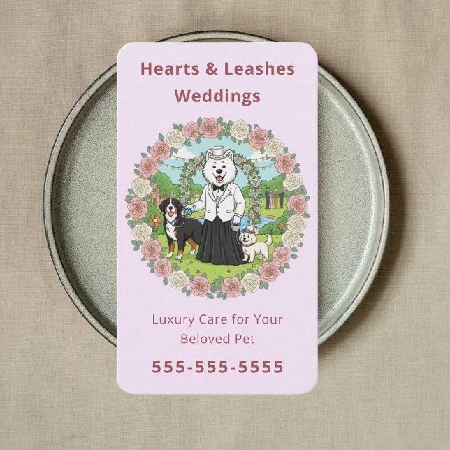 Carte De Visite Services pour animaux de mariage Élégant accompagn (Créateur téléchargé)