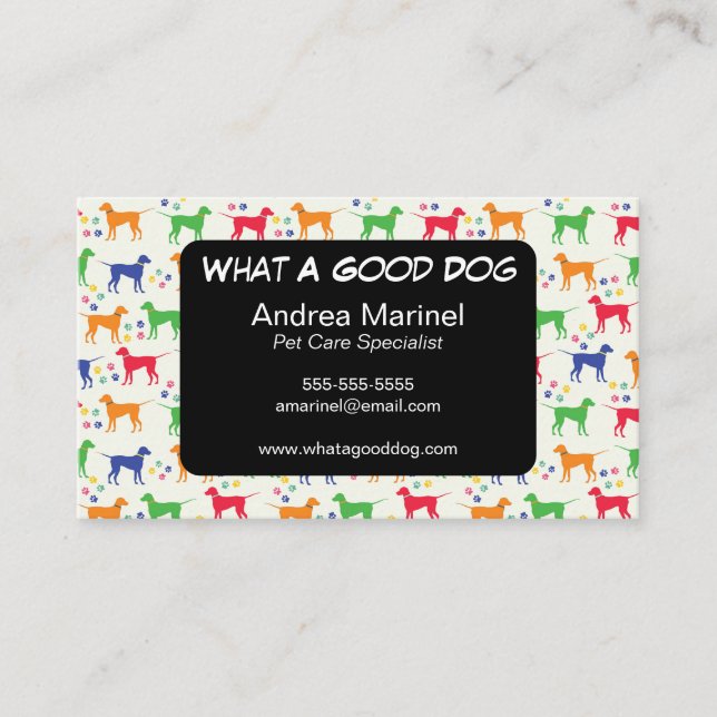 Carte De Visite Services pour animaux Dogs et Pawprints (Devant)